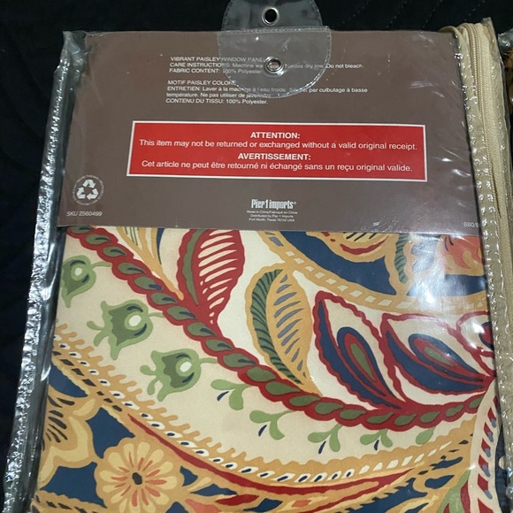 New Rare Pier 1 Vibrant Paisley Patterned Window Lined Curtain Panels 54”x 84” - Picture 9 of 11